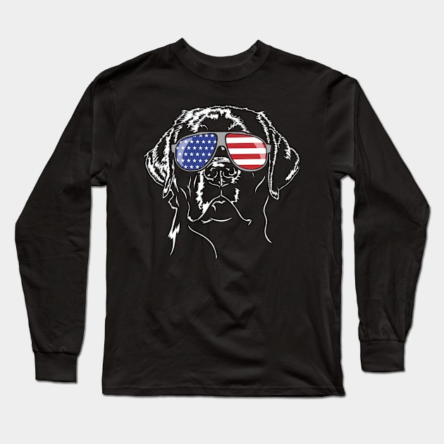 Proud Patriotic Labrador Lab American Flag dog Long Sleeve T-Shirt by wilsigns